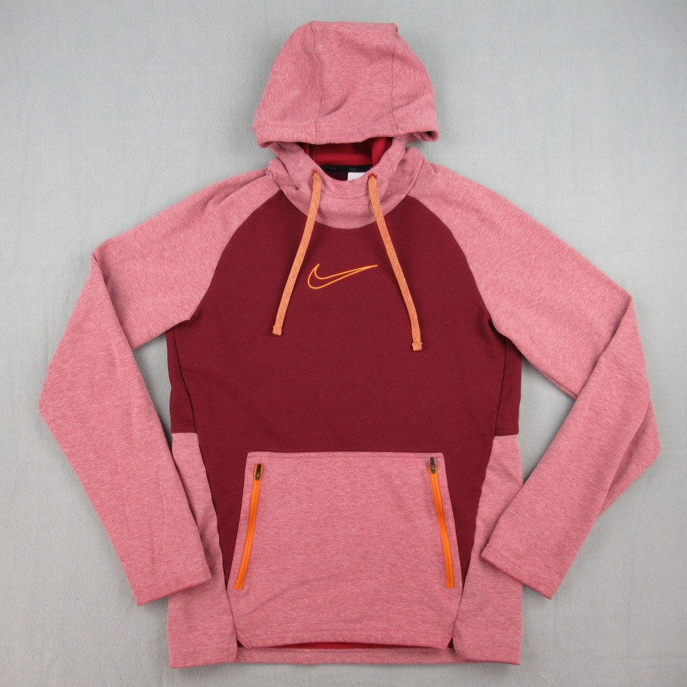 Nike Therma-FIT Hoodie Mens Small Red Raglan Pullover DD2112-690
